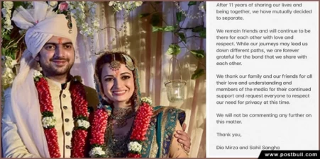 Dia Mirza Ends her 5-Years of Marriage with Sahil Sangha