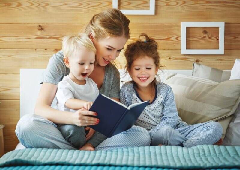 Mom reading for child