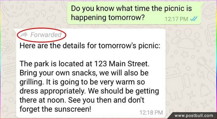 Whatsapp forwarded messages