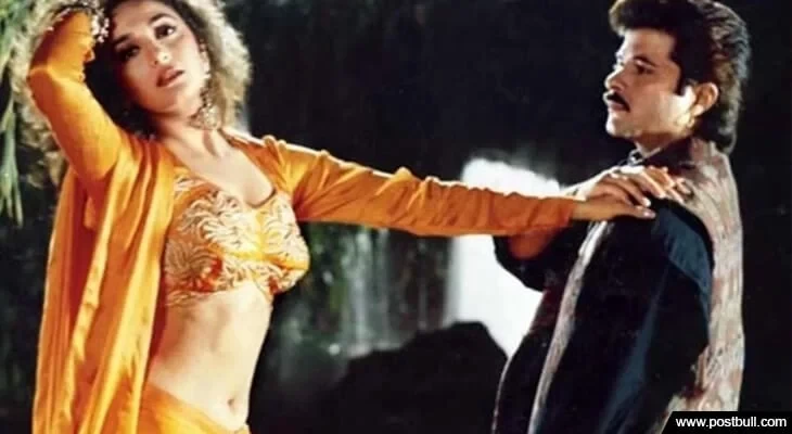 Madhuri Dixit Orange Saree